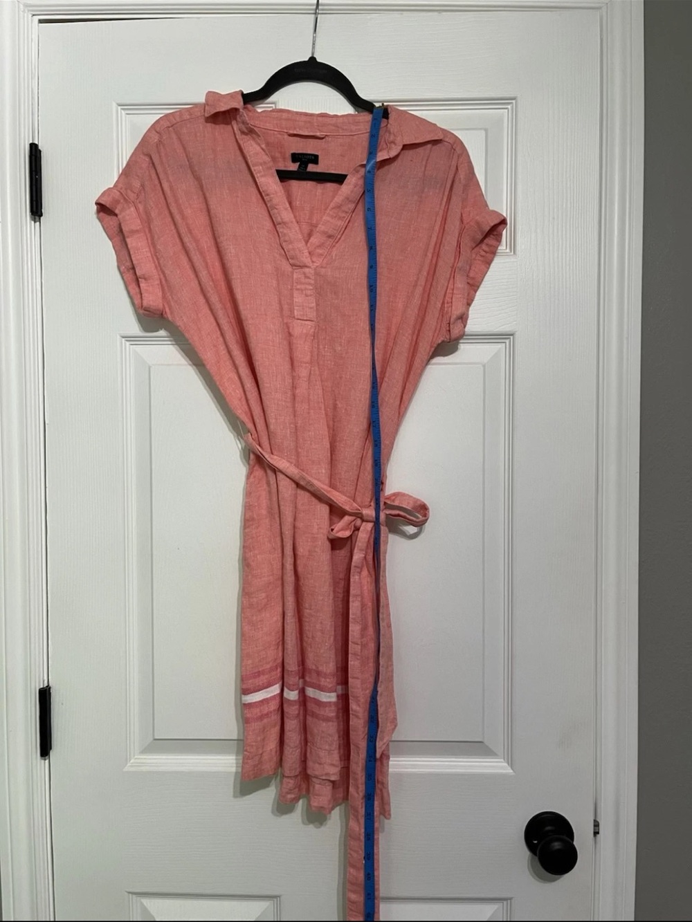 Talbots 100% Linen Salmon Pink Shirtdress Lagenlook Beachy Sz Large *PETITE* - Picture 11 of 11